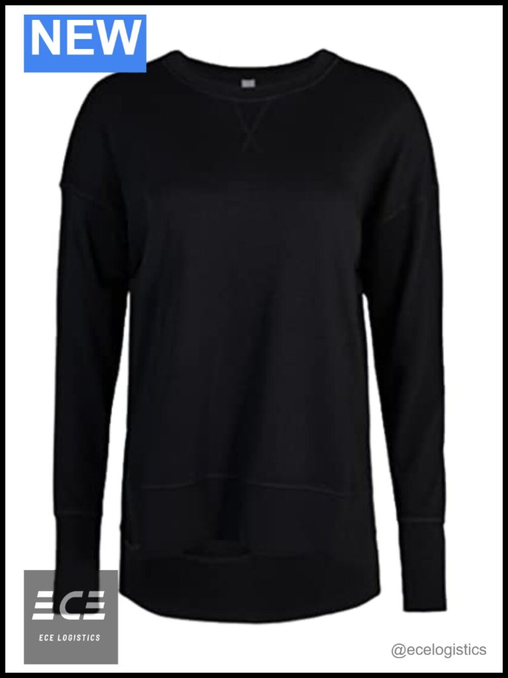 Oversized Longline Crewneck Sweatshirt Organic Cotton Modal Side Slit